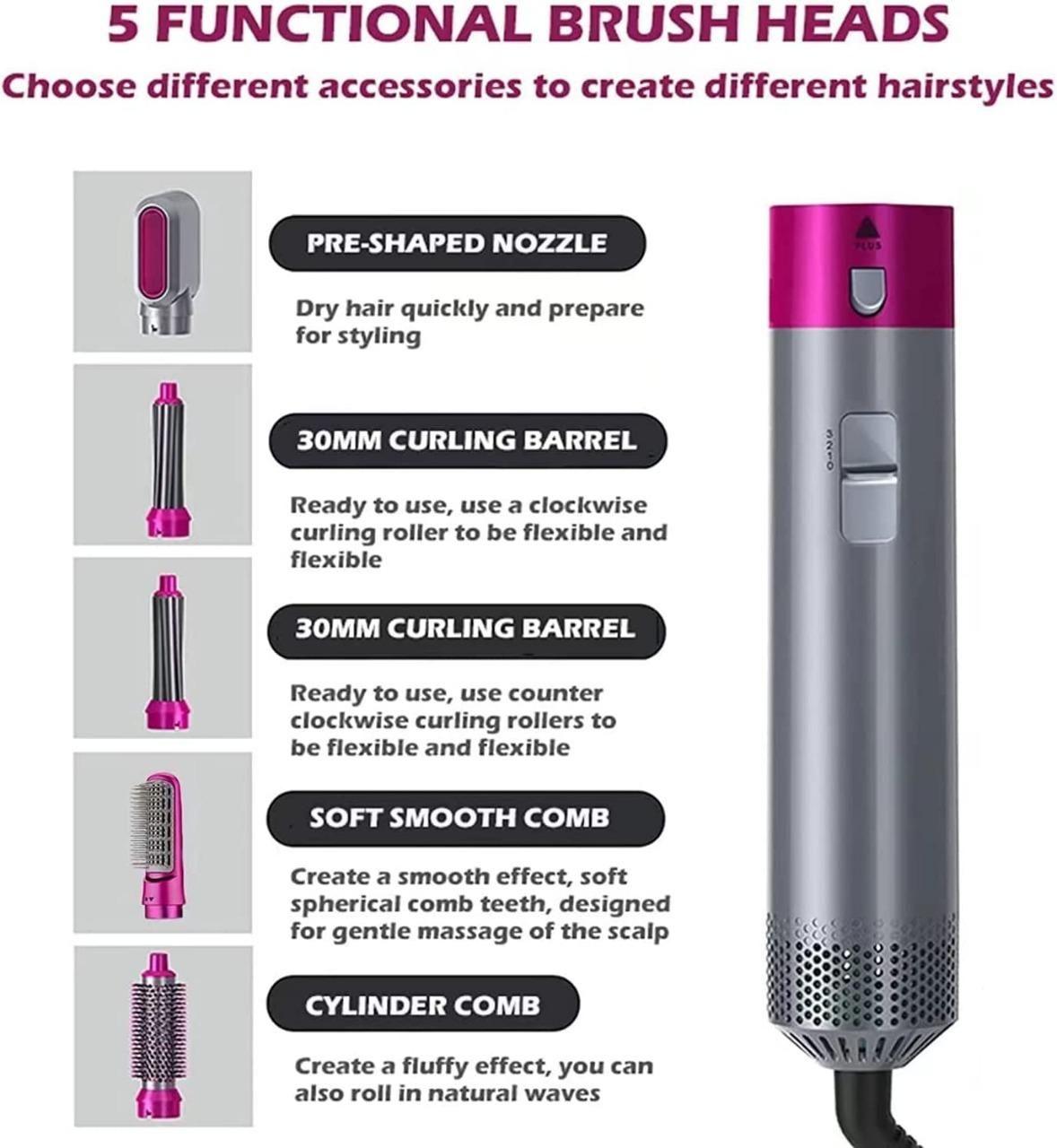 5-in-1 Multi-Head Hair Dryer & Curler